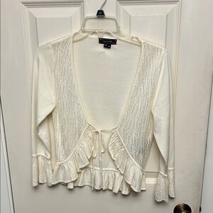 My Michelle Cream Ruffle Cardigan